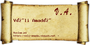 Váli Amadé névjegykártya